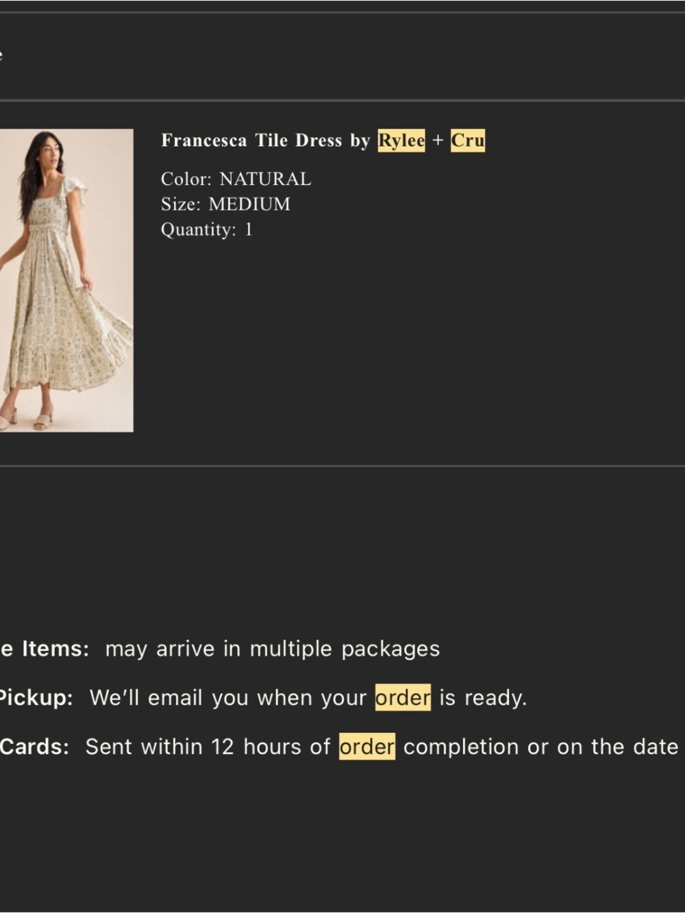 Rylee + Cru Francesca tile dress M linen blend beachy Mediterranean maxi - Picture 12 of 13